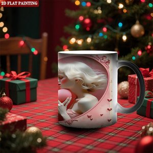 Frosted Black 11oz <b>Ceramic</b> <b>Mug</b> Heat Activated Cup For Festival Souvenir - Product Image 2