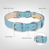 Collier réglable en cuir PU pour chien et chat, anti-étranglement, couleur unie, style décontracté, toutes saisons, pour toutes les occasions festives