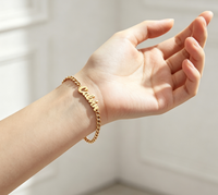 Pulsera Personalizada con Iniciales, Acero Inoxidable, Chapado en Oro, Joyería de Moda para Mujeres y Hombres, Pulseras con Letras de Nombre Personalizadas