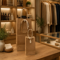 Sacs en papier kraft écologiques et recyclables personnalisés avec logo pour boutiques de vêtements, oreillers et usage domestique, avec poignées et étiquettes – Vente en gros