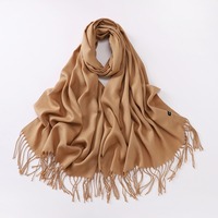 Nouvelle Écharpe à Pompons pour Femme, Chaude, Couleur Unie, Cachemire Turc, Pashmina, Châle Écharpe