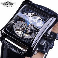 Montre Winner pour homme, design squelette transparent, montres mécaniques, or, mode, affaires, aiguilles lumineuses, montre-bracelet pour homme