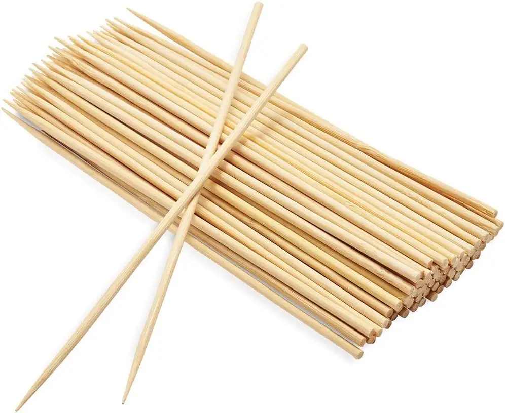 Bâtons en bois de bambou à usage unique, 100 pièces, brochettes en bois, Semi-pointe, bâtonnets en bambou à vendre