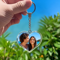 Porte-clés en acrylique personnalisé avec photo en forme de cœur, porte-clés avec image personnalisée, souvenir commémoratif, cadeau pour couple