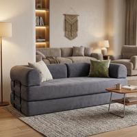 Canapé d'angle moderne trois places convertible avec matelas en mousse, forme fixe, pieds en bois pour hôtel, villa, salon