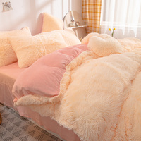 Ensemble de literie en velours de vison moelleux 100% fibre de polyester Couvre-lit chaud et confortable de haute qualité Doux capitonné Design moderne de luxe Princesse