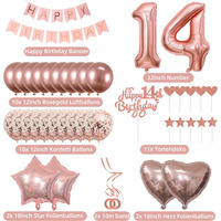 Kit de Décoration de Fête d'Anniversaire Or Rose 11/12/13 Ans – Ballons Chiffres en Aluminium pour Scène Festive