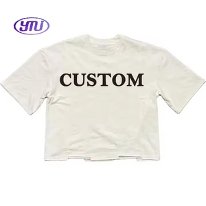Camiseta Corta de Algodón 100% Tejido con Dobladillo Irregular y Hombro Caído, Estilo Vintage Casual de Media Manga para Verano - <span class=keywords><strong>Moda</strong></span> Urbana - Product Image 4
