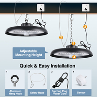 Iluminación Industrial LED UFO de Alta Potencia, 100W 150W 200W, IP65, 100-277v, Redonda, Regulable 1-10v, con Sensor de Movimiento Inteligente, para Almacenes