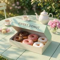 Boîte à donuts personnalisée avec logo, impression offset, emballage en papier pour boulangerie