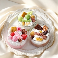 Bougies parfumées artisanales personnalisées en verre, en cire de soja, en forme de dessert réaliste, pour décoration intérieure, cadeaux et fêtes