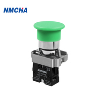Bouton poussoir momentané en plastique vert XB2-BC31 1NO 22 mm, bouton poussoir en forme de champignon rouge 1NC