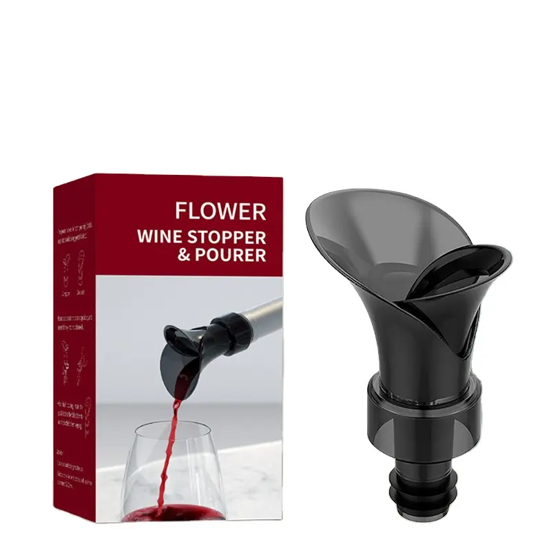 Hot Selling Blumen form 2 in 1 Wein karaffe Tragbarer Rotwein verschluss Flaschen stopfen Belüfter Aus gießer