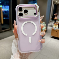 Coque de téléphone 3-en-1 givrée effet peau de haute qualité avec support d'objectif magnétique antichoc pour iPhone 14 15 Plus 18 17 16 12 Pro Max