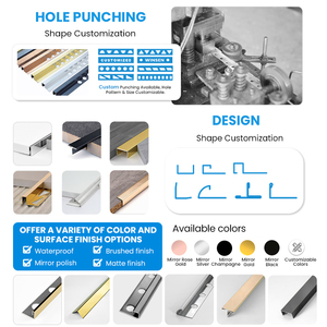 SS201 304 Nouvelle finition d'angle en métal pour <span class=keywords><strong>carrelage</strong></span>, protection de bord, profilé de <span class=keywords><strong>carrelage</strong></span>, modèle exclusif, fourniture de profilés de <span class=keywords><strong>carrelage</strong></span> en acier inoxydable - Product Image 5