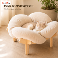 Chaise longue pour chat en bois massif robuste, lit surélevé de luxe pour chat d'intérieur, coussin moelleux, tendance, toutes saisons, écologique
