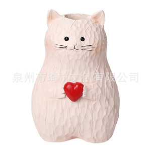 Vase en résine artisanal en forme de cœur pour les amoureux des chats, décoration de style moderne, cadeau - Product Image 5