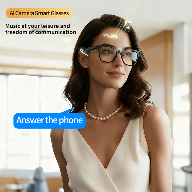 High Definition Smart Glasses AI Powered Display 12MP Photo Taking Camera Real Time Video Recording Translation 5GHz WiFi IPX-5