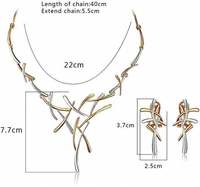 Parure de bijoux plaqué or en alliage, motif brindille, style nordique abstrait entrelacé, pour femme, idéal pour fête ou mariage