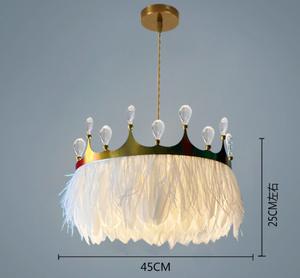Lampadari a sfera con corona di cristallo con piume di struzzo lampada da <span class=keywords><strong>soffitto</strong></span> con nappe paralume decorativo da Bar - Product Image 2