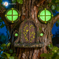 Ornement de jardin en résine pour fenêtre de porte féerique, mini maison d'elfe avec jardin, décoration murale extérieure pour arbre, art paysager, cadeau