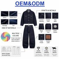 Ensemble en jean unisexe surdimensionné de haute qualité, veste et pantalon en denim, 14 oz, pour homme
