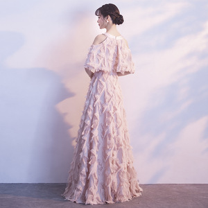 Halter Neck Evening Gown For Women Pink Long Ball Gown Organza One Shoulder Bridesmaid Dress 2026 New Style - Product Image 4