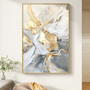 B&C ART Dipinto a Mano su Tela Astratto Oro e Grigio Arte Moderna Pittura a Olio <span class=keywords><strong>da</strong></span> Parete dal Guangdong - Product Image 1