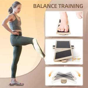 Planche d'<span class=keywords><strong>équilibre</strong></span> en bois de qualité supérieure pour chevilles, renforceur de pieds, entraîneur de stabilité Pilates, soulagement de la fasciite plantaire, amélioration de l'<span class=keywords><strong>équilibre</strong></span> et de la <span class=keywords><strong>posture</strong></span> - Product Image 3