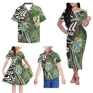 Traje a juego para Familia, ropa de verano para niños, estampado Floral polinesiano Tribal, Pn <span class=keywords><strong>Pitcairn</strong></span> Island, personalizada, para padres e hijos - Product Image 4