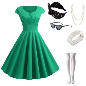 Vestido de Verano 2026 <span class=keywords><strong>para</strong></span> Mujer, Manga Corta, Estilo Hepburn, Vintage, Rockabilly, Talla Grande, Elegante, <span class=keywords><strong>para</strong></span> Fiesta de Noche - Product Image 1