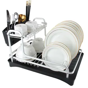 2 уровня алюминий нержавеющий сушилка для посуды с пластиковой сушилкой для посуды и кухонных ножей