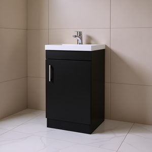 Black Rectangle Bathroom Vanity With Ceramic Basin Floor Standing Modern Design Painted Finish - Product Image 2
