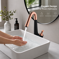 Grifo de Lavabo de Baño de Lujo Moderno de Latón con Giro de 360 Grados, Monomando con Disco Cerámico, Mezclador de Agua Fría/Caliente, Cromado para Lavabo Sobre Encimera