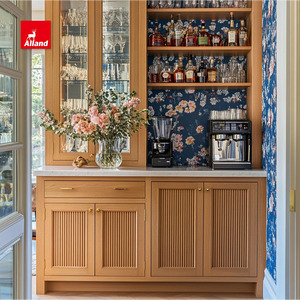 Allandcabinet Trắng sồi mỹ đóng khung tủ bếp phong cách hiện đại rãnh sậy rạn nứt cắt lưu trữ nhà bếp dịch vụ tùy biến - Product Image 3