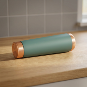 Premium Matte Dark Green Pure Copper Water Bottle Minimalist Drinkware Copper Flask Tapered Sports Bottle with Leak-Proof Cap - Product Image 6