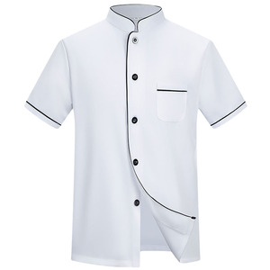Uniforme de Chef Homme Manches Courtes Vêtements de Cuisine Hôtelière Été Respirant Léger pour Boulanger - Vente en Gros - Product Image 5