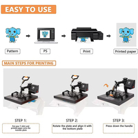 Presse à Chaleur Combo 8 en 1 29*38cm à Double Affichage Machine à Sublimation Multifonctionnelle pour T-shirt Tasse Chapeaux T-shirts