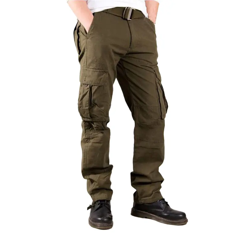 Custom Cargo Broek Effen Kleur Lange Heren Cargo Broek Legergroen Cargo Broek Anti-Pilling Winddicht Heren Broeken