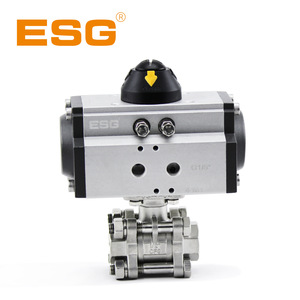 วาล์วบอลสแตนเลส ESG ขนาด 1 นิ้ว พร้อมตัวกระตุ้นลมแบบเกลียว ควบคุมน้ำแบบฟูลบอร์ วัสดุ 316 - Product Image 3
