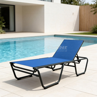 Chaise de plage, chaise longue, chaise longue de piscine pas chère, chaises longues en tissu maillé plastique, mobilier d'extérieur moderne en aluminium empilable, emballage