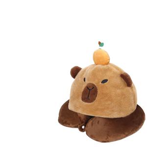 Descanso de la barbilla de la cabeza de viaje, almohada con capucha de Carpincho, suministros para dormir fáciles de llevar, avión, tren, oficina, coche, almohada para el cuello en forma de U - Product Image 6