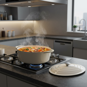 Marmite en <span class=keywords><strong>fonte</strong></span> <span class=keywords><strong>émaillée</strong></span> antiadhésive, grande capacité, multi-tailles, avec couvercle et doubles poignées, pour cuisine domestique - Product Image 6