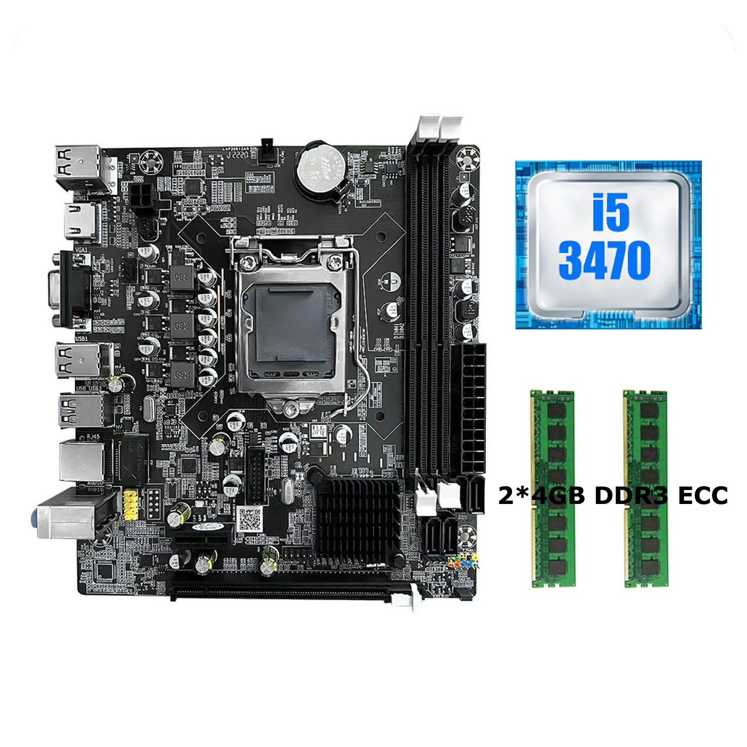 H61 LGA 1155 Материнская плата с I5 3470 CPU и DDR3 4 ГБ * 2 шт. 1600 МГц ПК оперативной памяти Встроенная видеокарта