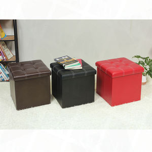 BAILEY <span class=keywords><strong>pas</strong></span> <span class=keywords><strong>cher</strong></span> noir coffre de rangement en cuir bureau dortoir <span class=keywords><strong>marocain</strong></span> pouf de stockage vache pouf petit pouf de rangement pliant - Product Image 6