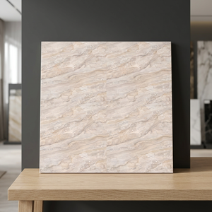 Carreaux de sol en céramique brillants effet marbre blanc 400x400mm, porcelaine émaillée numérique pour salon - Product Image 1