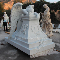 Cimetière sur mesure en marbre blanc sculpture sur pierre tombale et Monuments d'ange assis