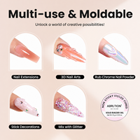 Gel de construction solide non collant pour sculpture 3D des ongles, gel UV LED non collant pour moulage, pour l'art floral des ongles, salon et DIY