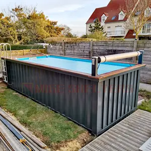 2024 कस्टम 20FT 40FT शिपिंग कंटेनर स्विमिंग पूल, जमीन में ग्लैम्पिंग के लिए, जमीन में आधा दफन स्विमिंग पूल पिसिन