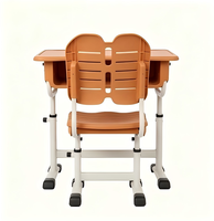 Ensemble chaise et bureau d'école moderne avec structure métallique, dossier ventilé en plastique et tiroir de rangement – Bureau individuel pour salle de classe et étude